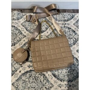 Mali And Lili Quilted Vegan Leather Handbag Taupe Excellent Condition